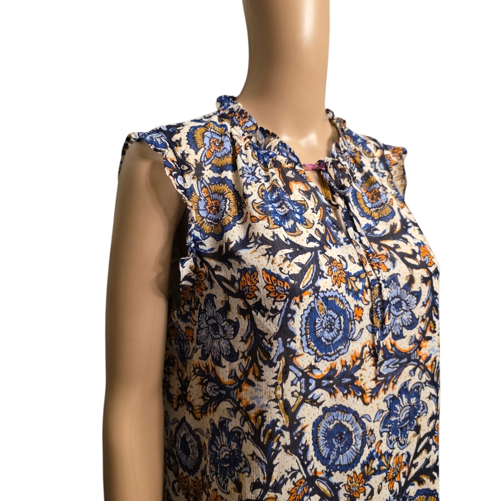 Joie Boho Multicolor Floral Sleeveless Blouse Lightweight & Feminine Size S - Picture 2 of 12